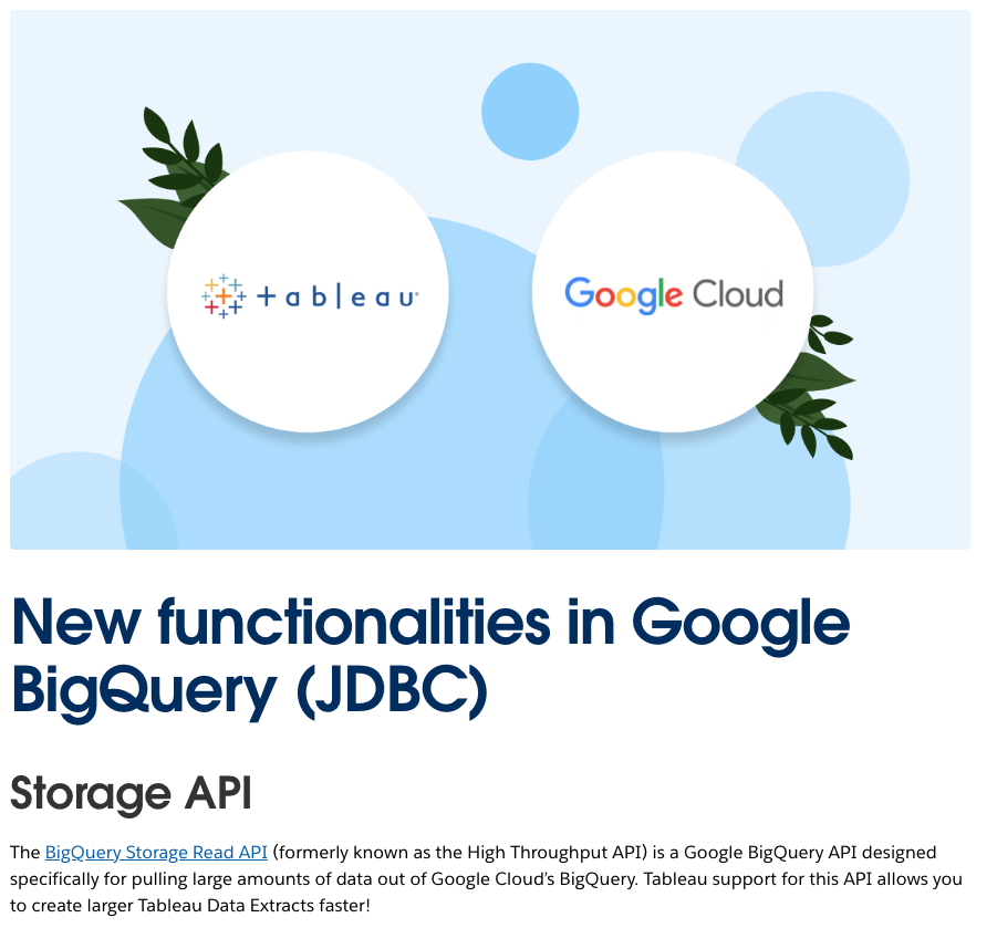 Google BigQuery with Tableau